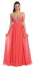 Strapless Rhinestone Bust Long Formal Prom Dress in Coral
